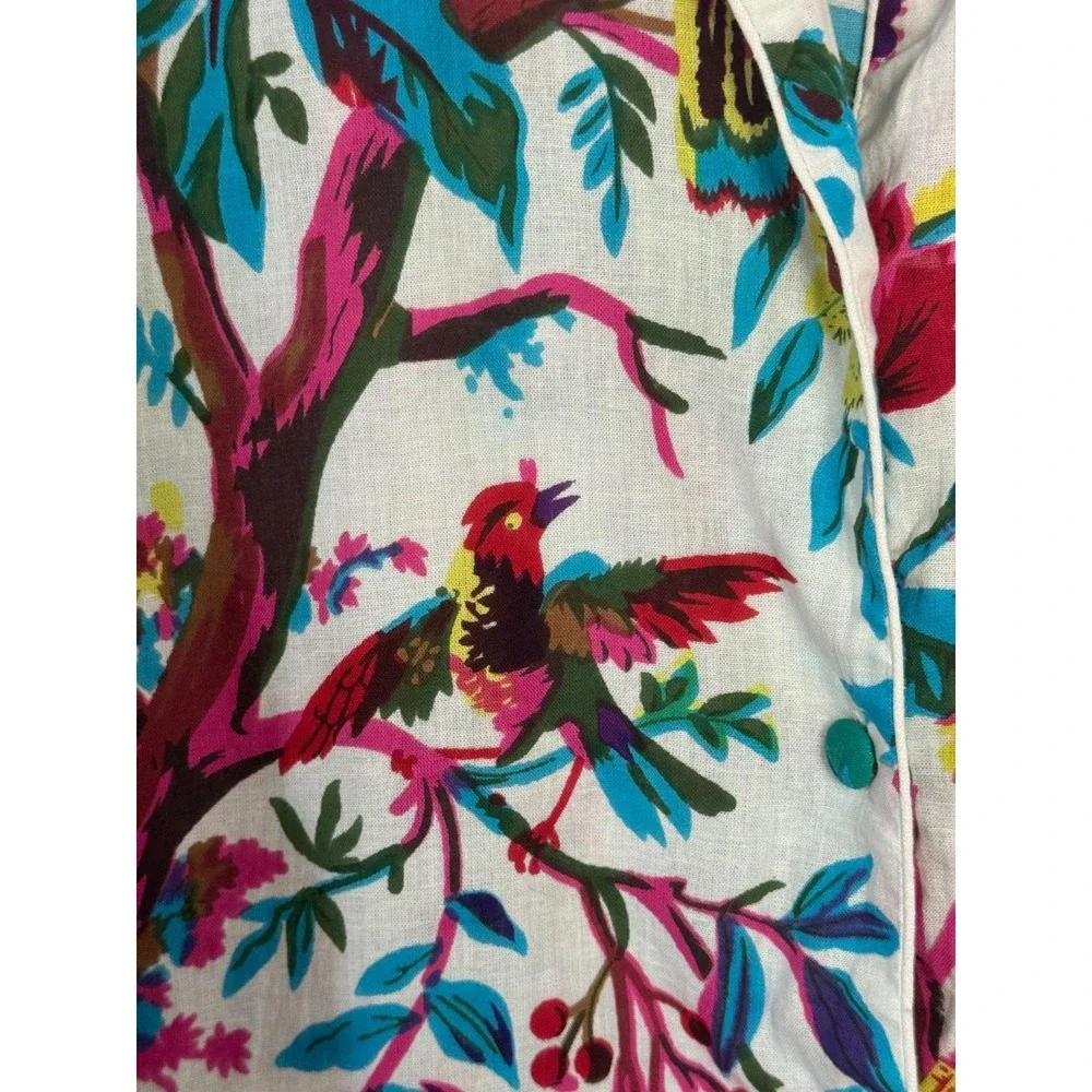Lot of 2 Victoria Dunn Women's Cotton Sleep Shirt‎ Tropical Floral Print S